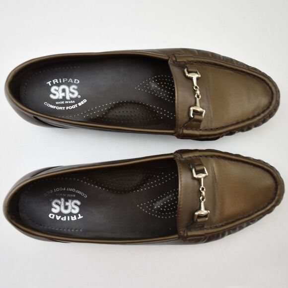 SAS Metro Bronze Slip On Leather Moccasin Toe Loafers - Women's Size 9M - Picture 7 of 8